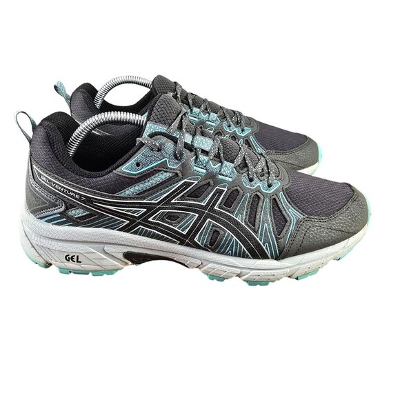 Asics Gel-Venture 7 Mens Shoes Sneaker Size 11 Black/Aqua Synthetic Mesh - Picture 1 of 14